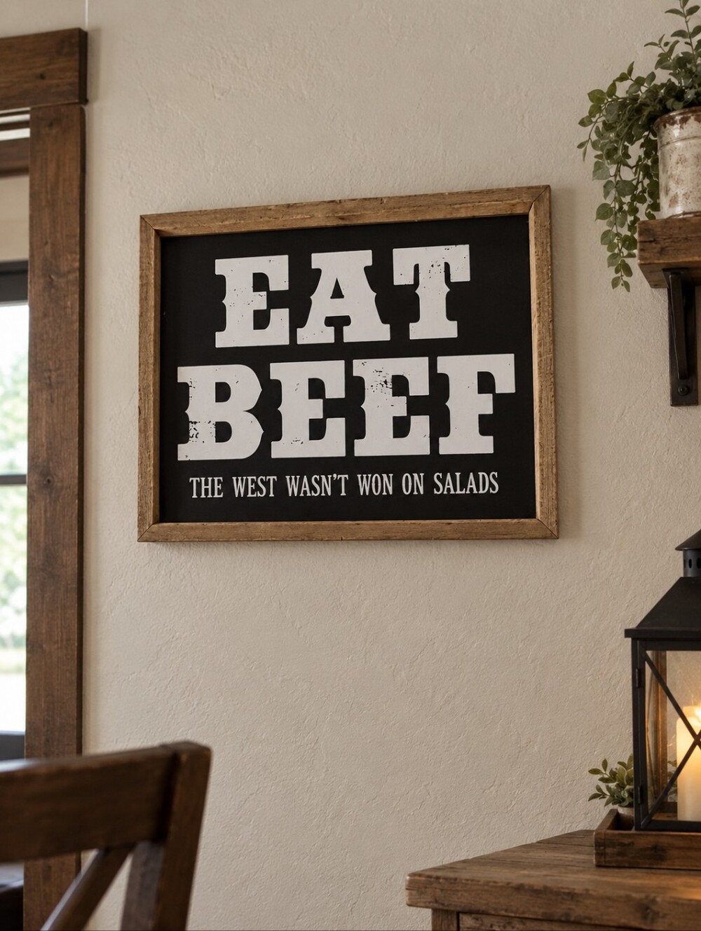 🖤Eat Beef Wall Sign - Black and White Framed Wall Decor🖤